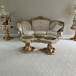 Nine Piece White And Gold French Prevention, Living Room Set  Eight Piece, French dining room set