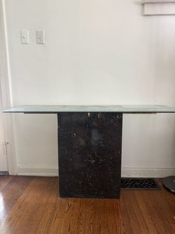 Vintage Marble and Glass Console Table