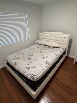 Queen size bad frame with mattress