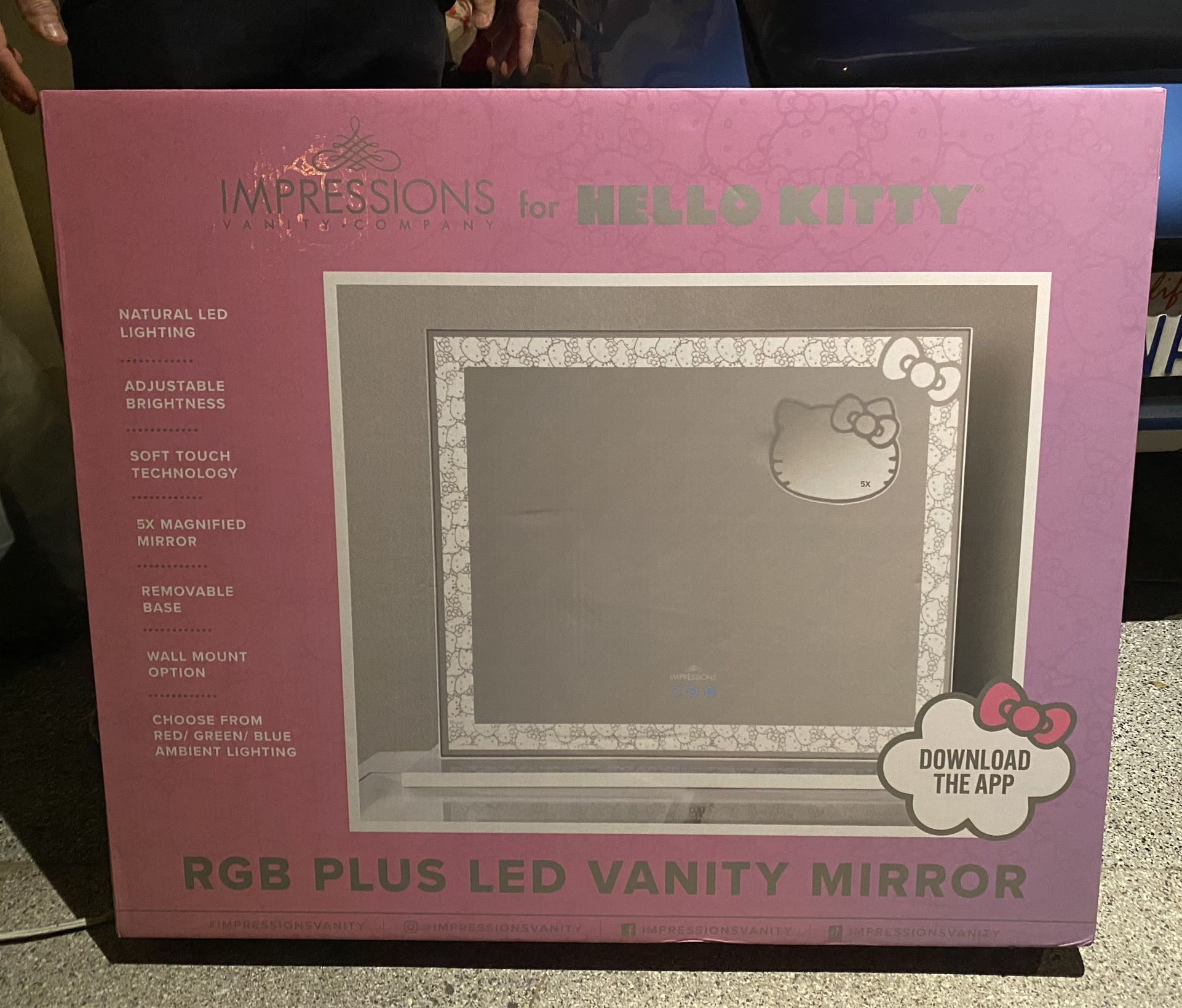New!! IMPRESSIONS Hello Kitty RGB Plus LED Makeup Vanity Mirror with 3X Magnifying Mirror 33.9”x25.5”