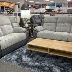 NEW ARRIVAL 😱Beautiful Grey Sofa&loveseat 4x Recliners $999