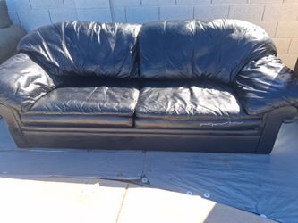 Black Leather Queen Sleeper Sofa couch