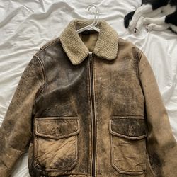 Large Leather Sherpa Jacket
