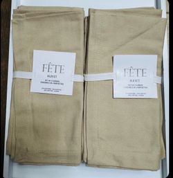 Fete Beige Natural 100% Cotton Napkins Set of 8 20”x20” - Never Used New $20 small mark on one See Details