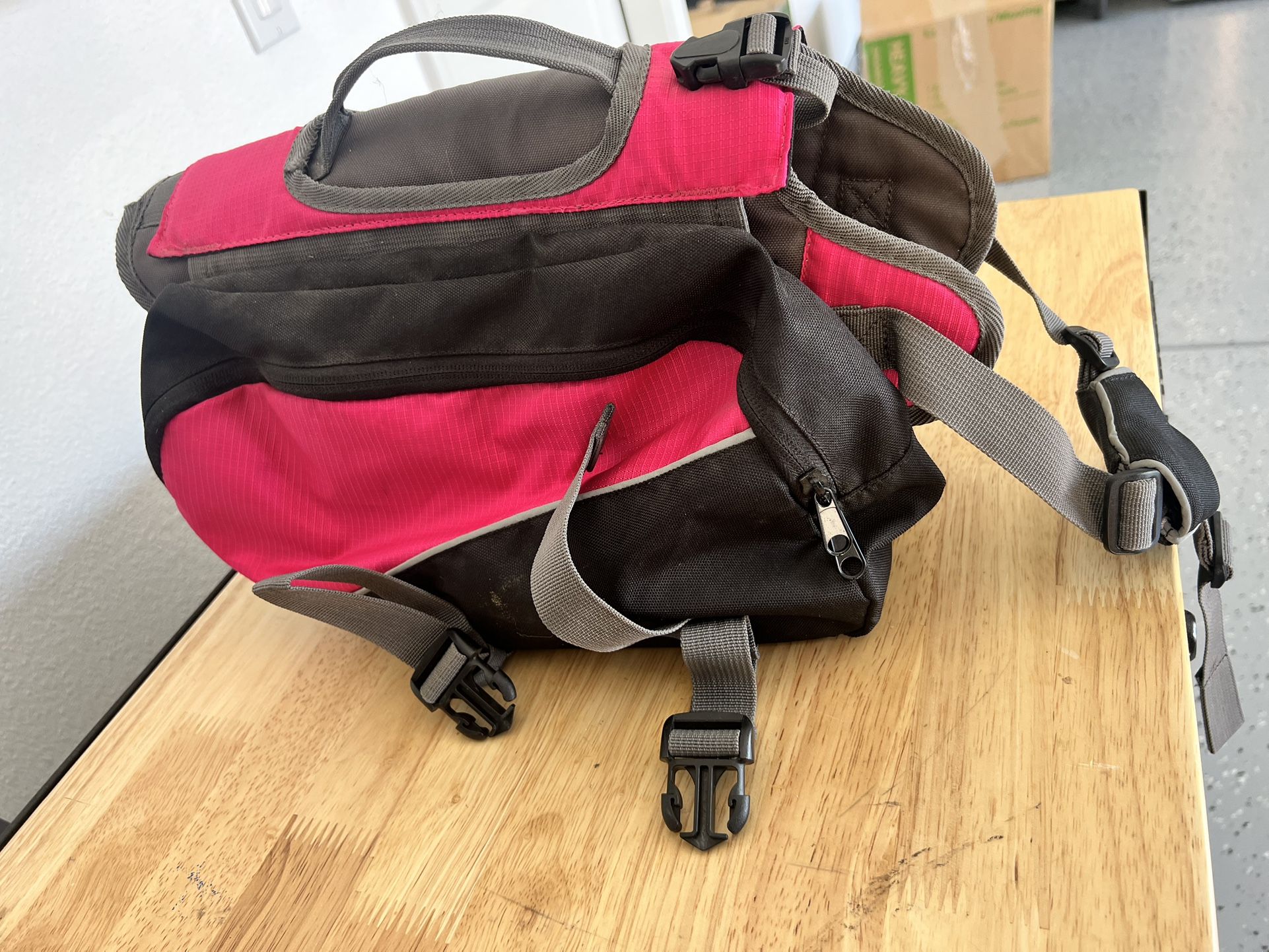 Dog Backpack & Saddle Bag with Side Pockets & Adjustable Strap