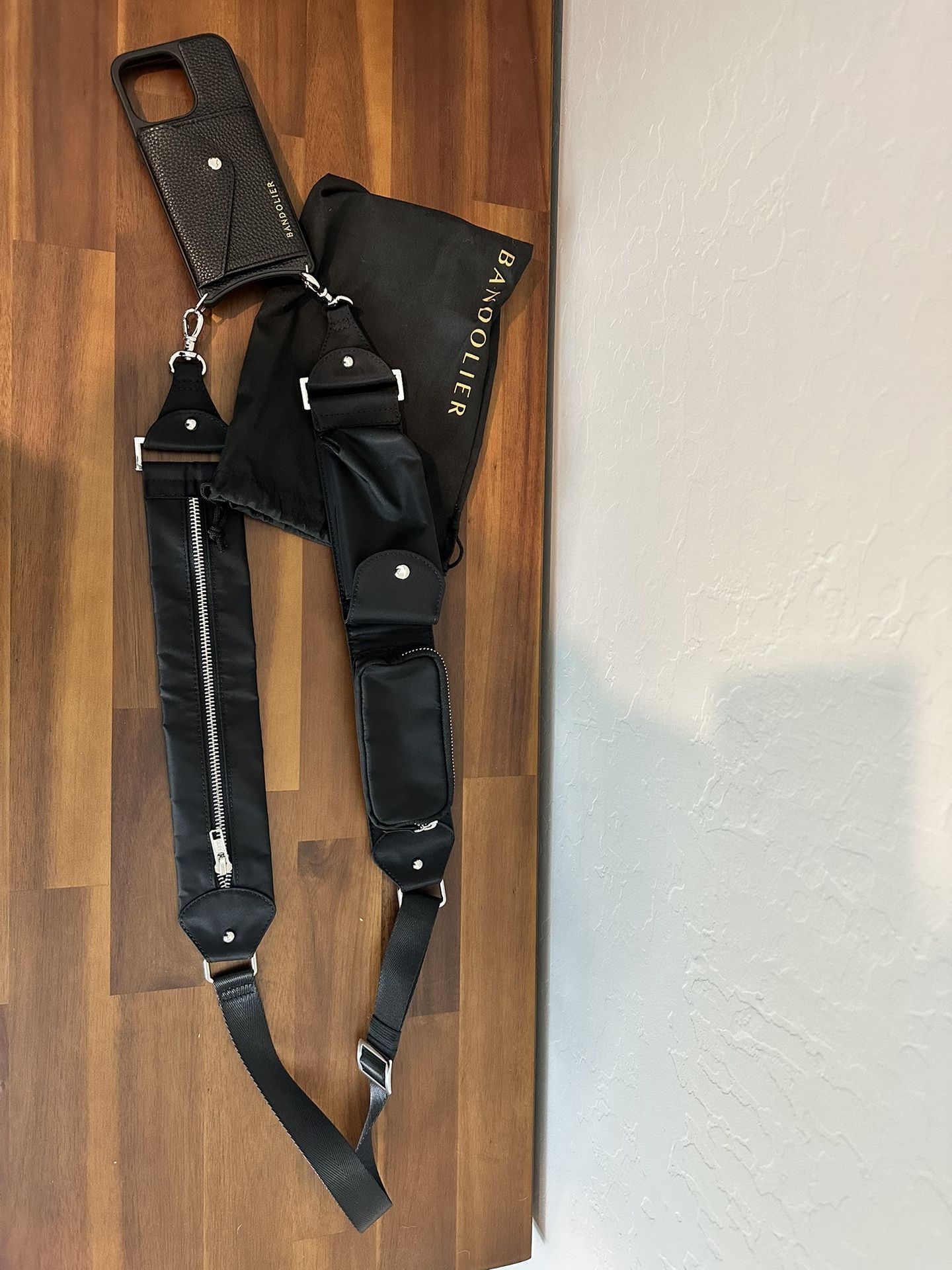 Bandolier Billie Nylon Utility Crossbody w/case - Black/Silver - iPhone 13 Pro