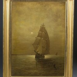 ANTIQUE (Oil On Canvas) Painting By Important Listed Artist Wesley Elbridge Webber (American, 1839 to 1914)