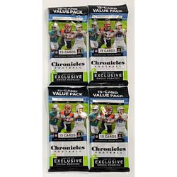 (4) 2020 Panini Chronicles Football Value Packs Brand New & Factory Sealed 4 Pack Lot Fat Cello Packs NFL Cards Burrow Tua Hurts Auto RC?