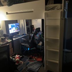 Loft bed twin with desk and wardrobe