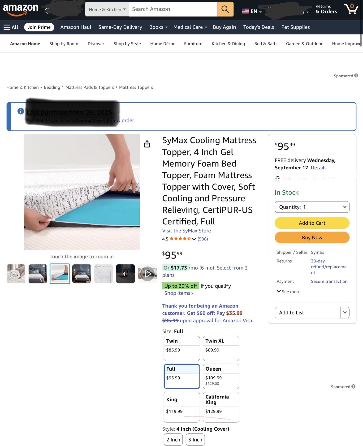 Brand New Mattress Topper