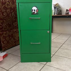 Two Drawer Green File Cabinet 