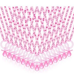 Chengu 100pcs Baby Shower Pacifiers, Cute Acrylic Baby Pacifiers, Bulk Plastic Pacifiers for Newborns, Girls, Party Favors, Table Decorations, Pink