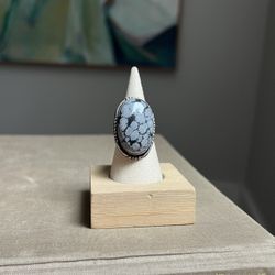Adjustable Snowflake Obsidian Gemstone Ring ( firm on price ) 