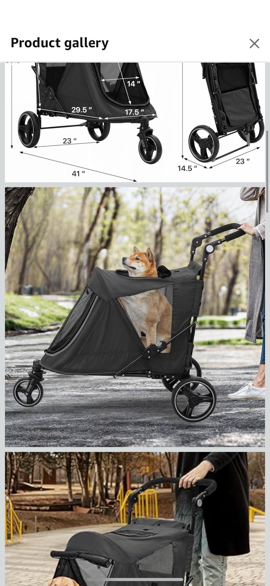 New in box MoNiBloom Pet Stroller for Large Dogs or Multiple Dogs Cats with Adjustable Handle, 3-Wheels Dual Entry Portable Dog Carting Easy Folding P