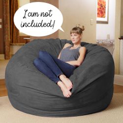 Chill Sack Bean Bag Chair: Giant 6' Memory Foam Furniture Bean Bag - Big Sofa with Soft Micro Fiber Cover, Grey Pebble