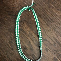 New $15 Green  and white ribbon lei. Great for graduation