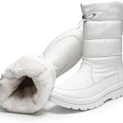 NEW SZ 8 Women Insulated Winter Snow Boots WHITE Mid Calf Boots Hiking Working Outdoors