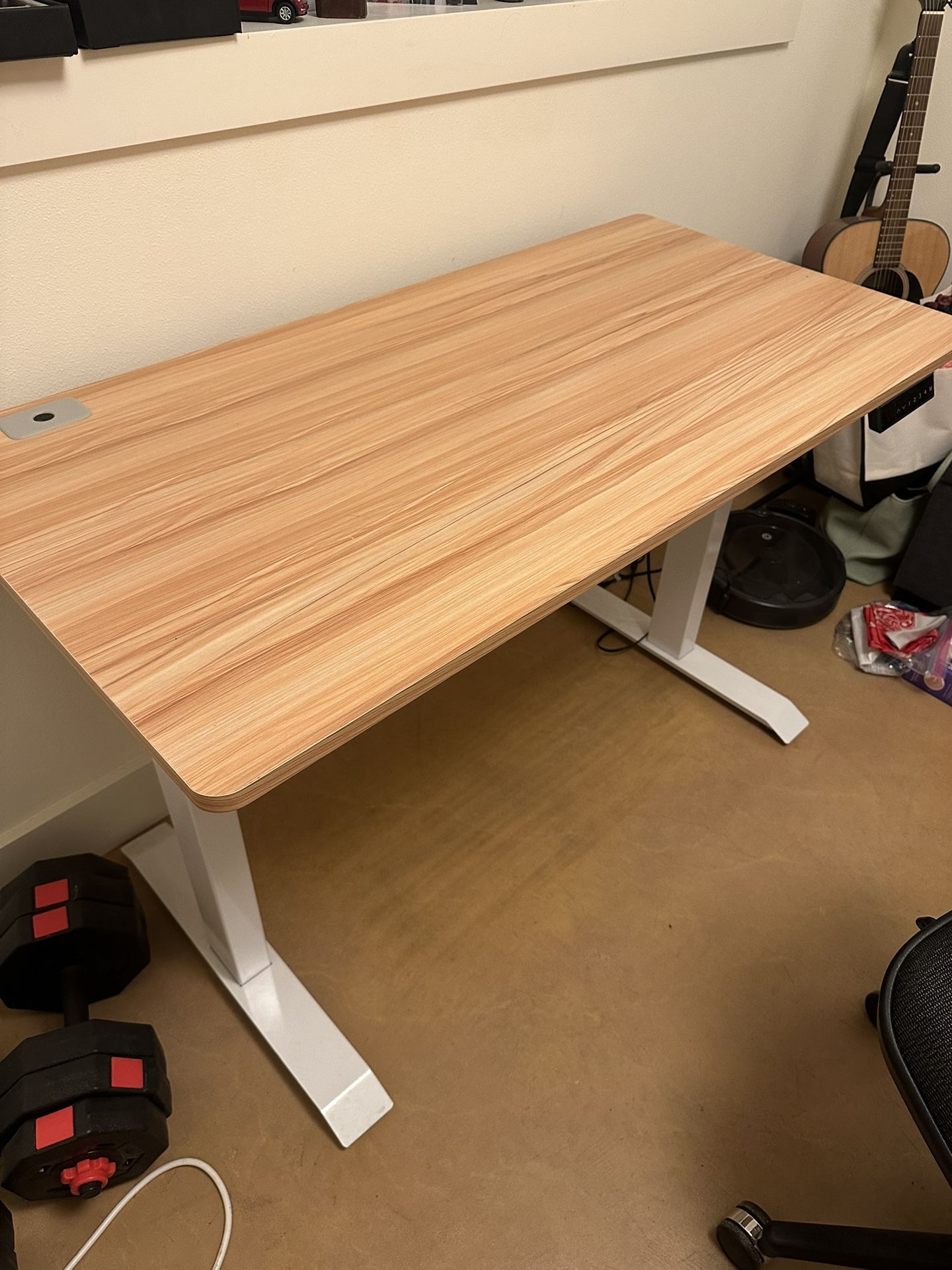 Bamboo and White Standing Desk