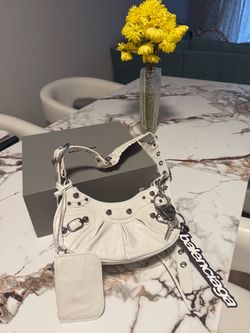 Balenciaga Le Cagole White Leather Shoulder Bag