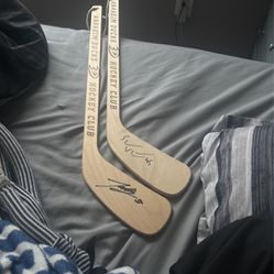 2 Mini Hockey Wooden Stick Officially Signed By Ducks Players 