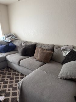 Large Gray Fabric Sectional Sofa