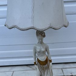 Vintage Chalk Ware Lamp 1951 Woman Art Deco MCM Reglor California