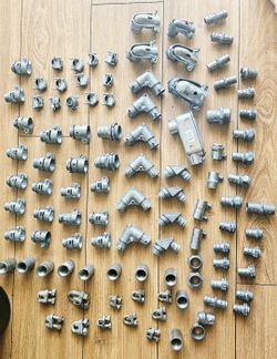 Lot of Metal Conduit Fittings and Connectors