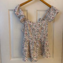 Floral Ruffle Off-Shoulder Crop Top