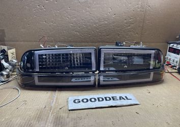 #213 Fit 98-04 Chevy Blazer/Chevrolet S10 Black Housing Amber LED DRL Switchback Headlight 