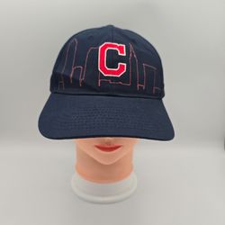 Cleveland Indians/Guardians Skyline Block C Key Bank Adjustable Snapback Hat