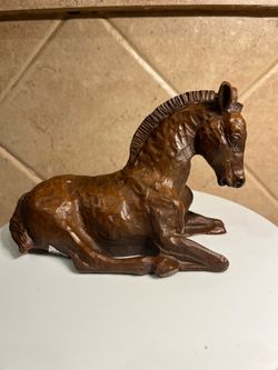 Vintage Red Mill Crushed Pecan Handcrafted Horse Made in USA Sculpture