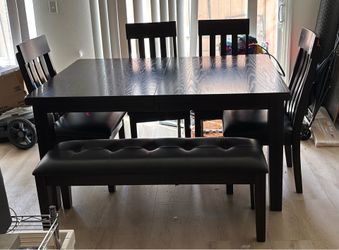 6 piece extendable dining room table with bench