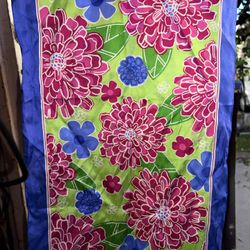 Brand New Lilly Pulitzer & Ford 2005 100% Silk Multi Floral Scarf Breast Cancer Awareness