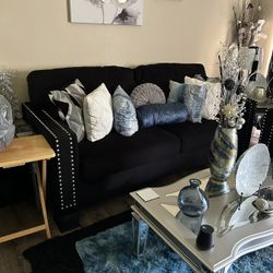 Ashley/ Black studded Couch And Loveseat