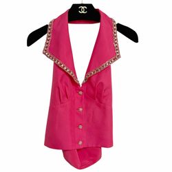 CHANEL 100% Silk Open Back Top