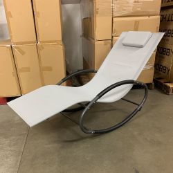 New in Box $45 Outdoor Rocking Zero Gravity Chair Patio Lounge Chair Recline Rocker for Backyard Pool w/ Pillow