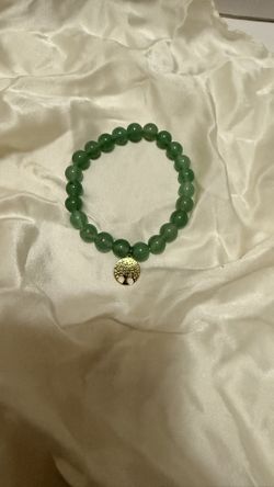 Natural Green Aventurine Gemstone Bracelet With Tree Of Life Charm