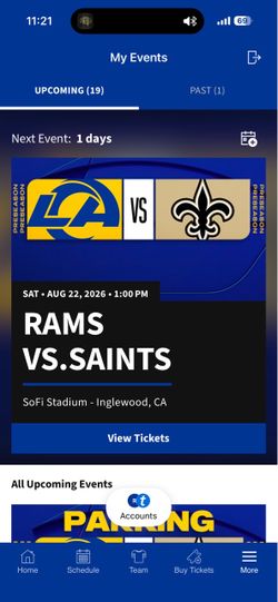 Rams VS Saints Club Seats