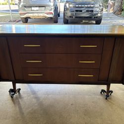 Vintage Mid-Century Modern Credenza / Dresser – Solid Wood