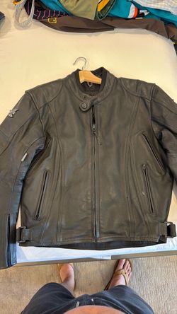 AGV Black Leather Motorcycle Jacket