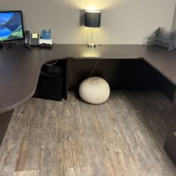 Espresso Brown Large U Shaped Desk