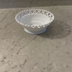 Milk Glass Lace Bowl 