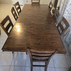 Solid wood 8 high chairs dining set. 