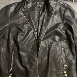 black faux leather jacket 