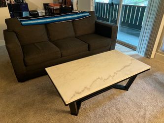Marble and wood coffee table