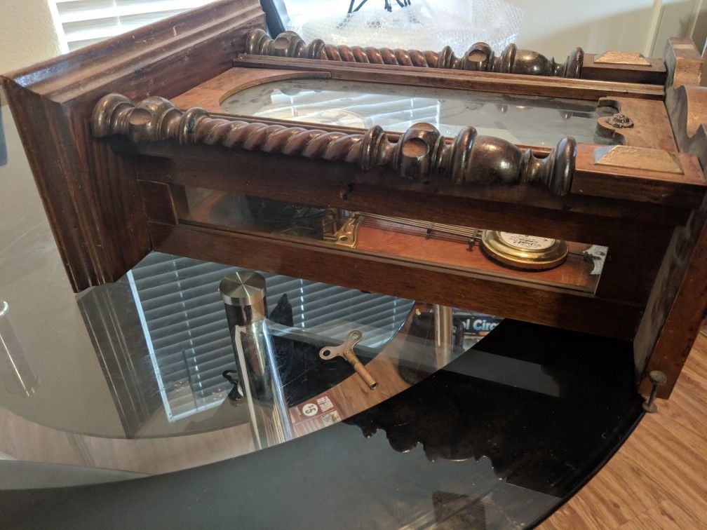 Antique German Pfeilkreuz (Arrow Cross) Wall Clock with R=A Pendulum