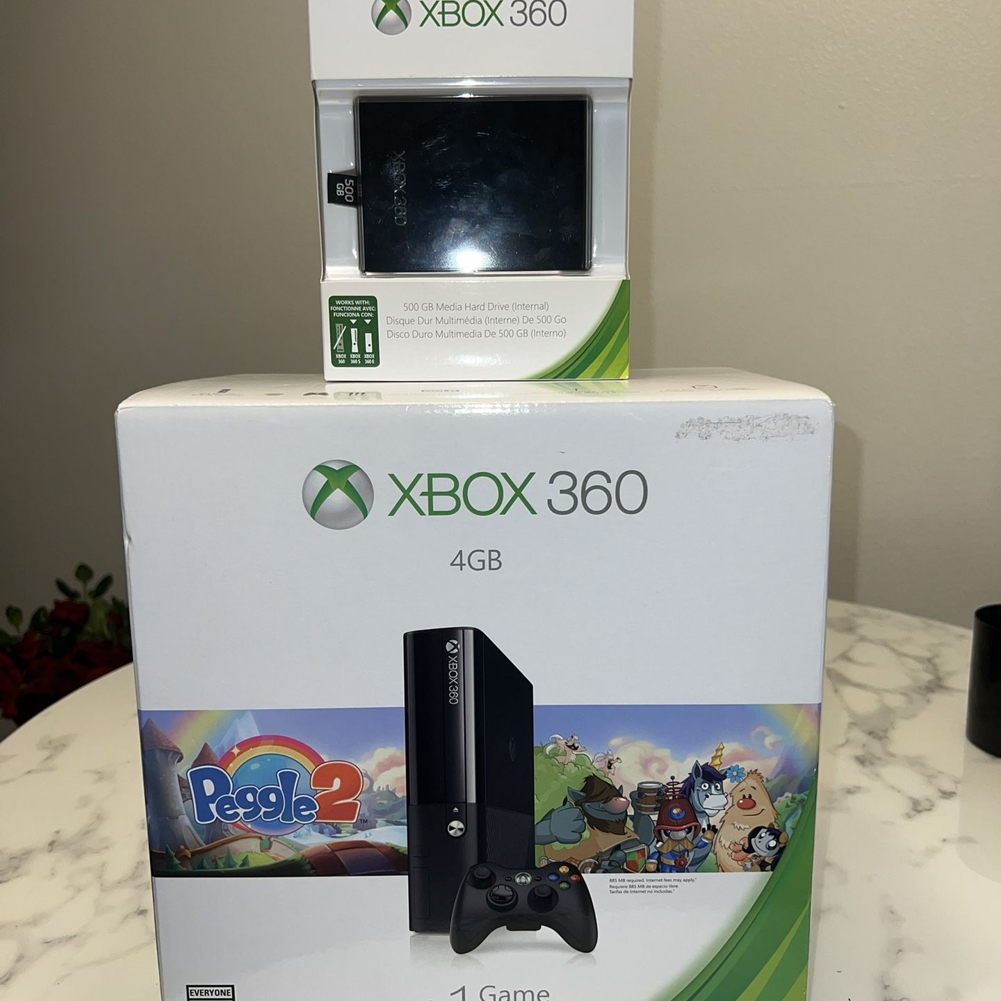 Sealed Xbox 360 E In Box Never Opened + Sealed In Box Official Microsoft 500GB Hard Drive