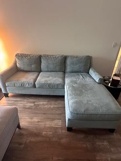 Light Blue Sectional Sofa with Chaise
