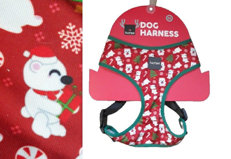 Like New - Red Holiday Dog Harness Size XL - Polar Bear, Christmas Tree Print
