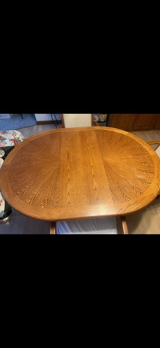 All Oak Oval Kitchen Table With 4 Chairs
